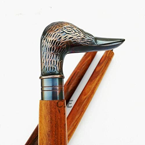 Antique Duck Brass Handle Walking Cane Vintage Wooden Walking Stick Cane Gift Item