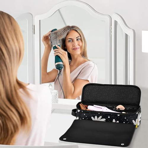 White Daisies Marble Hair Tools Travel Bag Heat Resistant Mat for Irons Straighteners Curling Iron Hair Care Accessories Portable Organizer Bag miniatura 6