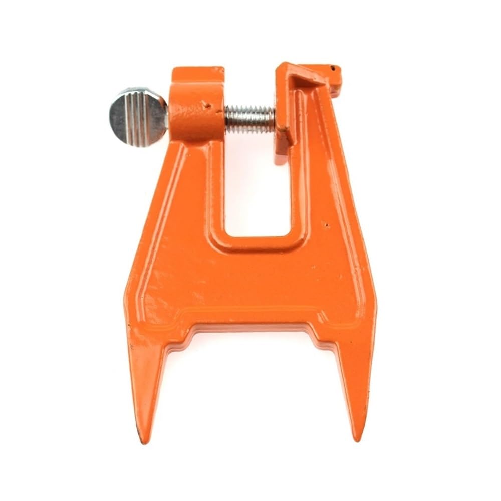 Tornillo de banco de campo para afilar motosierras Stihl en el propio bosque