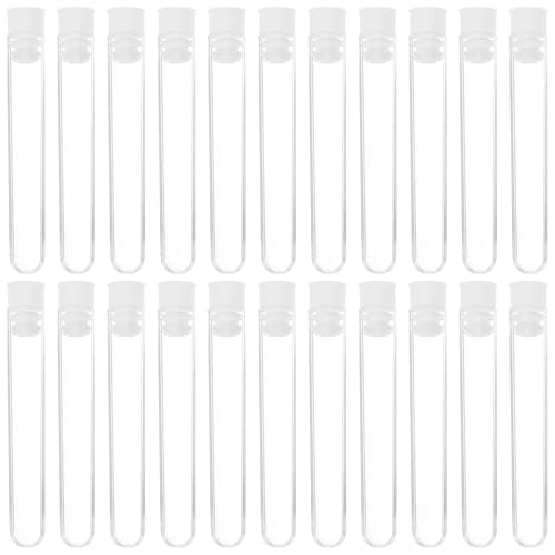 ULTECHNOVO Tubes à Essai Légers en Plastique Transparent 50 de 6 Ml avec Couvercle et Rangement de Bonbons ou Perles Adaptés aux Expériences Scientifiques pour Garçon et Filles