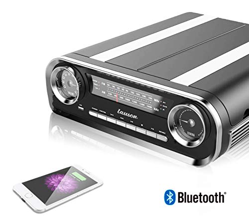 41dnkPGLNoL Lauson 01TT16 Platine Vinyle Vintage Design Car Collection Haut-Parleurs Intégrés | Tourne Disque Vinile Bluetooth | Radio FM | USB AUX | Lecteur Vinyle 3 Vitesses 33, 45, 78 RPM (Noir)