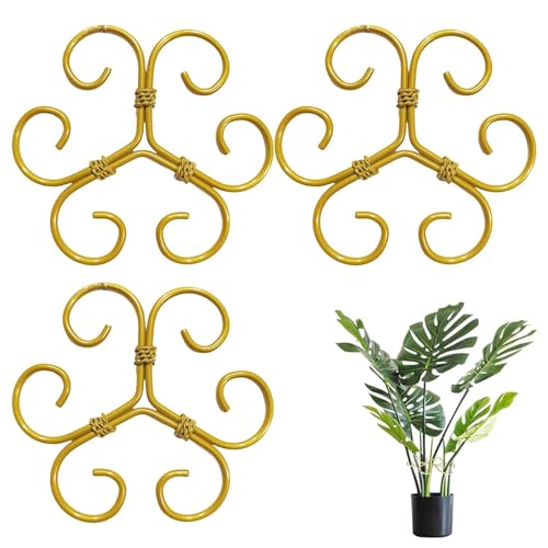 Paquete de 3 soportes para tallos de plantas, soportes de metal reutilizables para plantas de interior y exterior