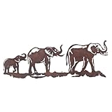 Adorno Pared Decorativo de Metal ' Familia Elefantes'. Cuadros y Apliques. Decoración Hogar. Regalos Originales. 67 x 0,50 x 24,50 cm.