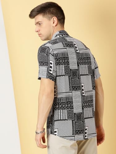 Image of Thomas Scott Men's | Printed | Half Sleeve | Regular Fit | Cotton Blend | Spread Collar | Casual Shirt