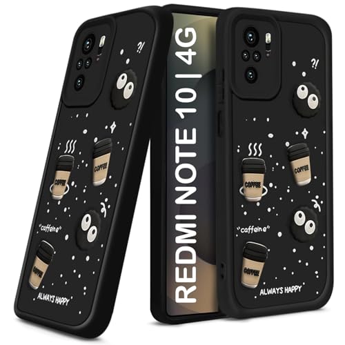 Image of TRUEUPGRADE Coffee Case for Redmi Note 10 4G / Note 10S 4G | Cute 3D Cartoon Ball Design | Soft Silicone Back Cover for Redmi Note 10 4G / Note 10S 4G | Full Body & Camera Protection | Black