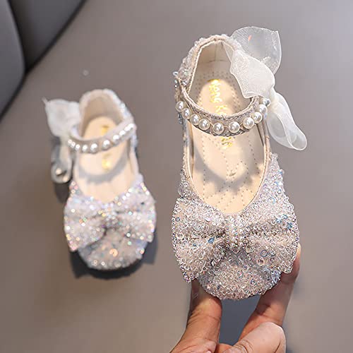 Toddler Sandals Girl, Girls Childrens Shoes Pearl Rhinestones Shining Kids Princess Shoes for Party and Wedding2