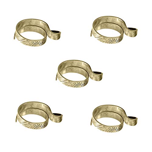 Adjustable Knitting Loop Crochet Loop Knitting Accessories, Metal Yarn Guide Finger Holder Knitting Thimble Knitting Loop Ring Crochet Ring for DIY Knitting Crafts (Gold, 5PC)