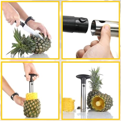 Image of Stainless Steel Julienne Vegetable Peeler Multi-Functional Fruit & Veggie Shredder Slicer and Grater for Potatoes, Carrots, Cucumbers (Pineapple Corer)