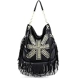 FARZI Modische Nieten, orange, weiches Leder, Quasten-Tasche, tragbar, eine Schul