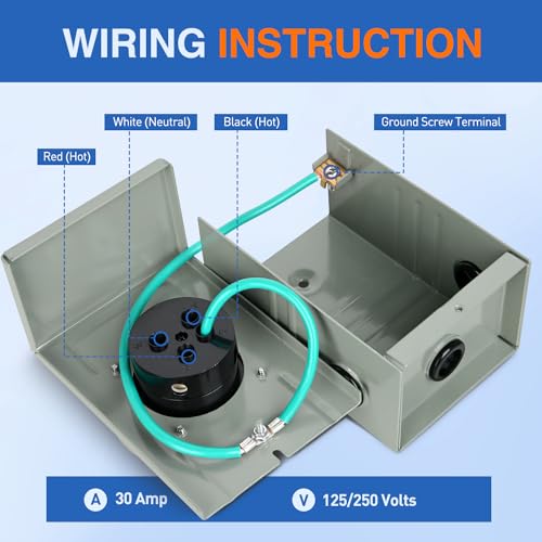 Image of Nilight 30AMP Generator Power Inlet Box Pre-drilled ETL Listed NEMA L14-30P | 125 /250V Receptacle Boxes LED Indicator Enclosed Lockable Waterproof Outlet for RV Camper Outdoor Use