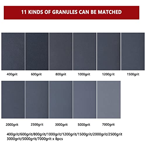 88 vellen nat en droog schuurpapier, 400 tot 7000 grit schuurpapier assortiment, 9 x 3,6 inch schuurpapier voor hout, meubelafwerking, muur, metaal, auto-polijsten, schuurblokschuurmachine - Afbeelding 4