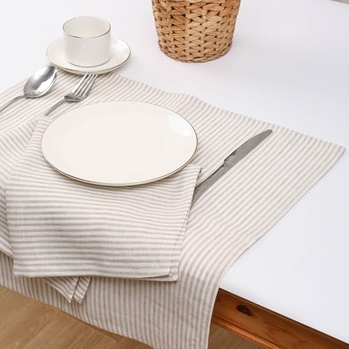 Servilletas de lino 100% set de 4 rayadas 20x20 in miniatura 7