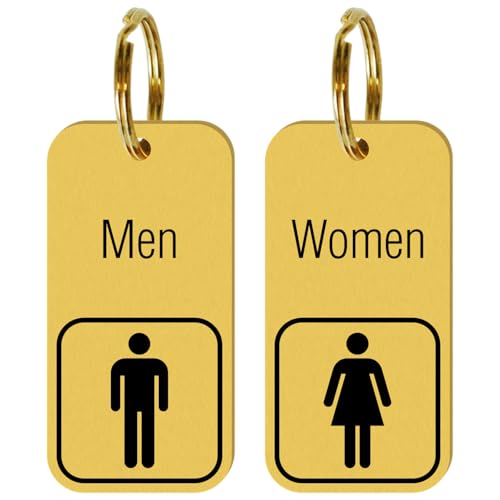 SmartSign (2-Pack) Engraved Men Women Restroom Keychain or Key Tag,
