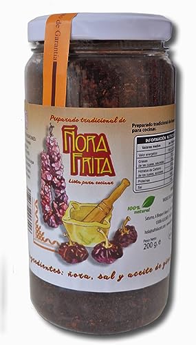 Tarro de 200g de Ñora Frita | Úsala en tus Arroces, Calderos y Guisos | Lista para cocinar | 100% Artesanal | Sin Colorantes ni Conservantes | Ñora, Sal y Aceite de Girasol