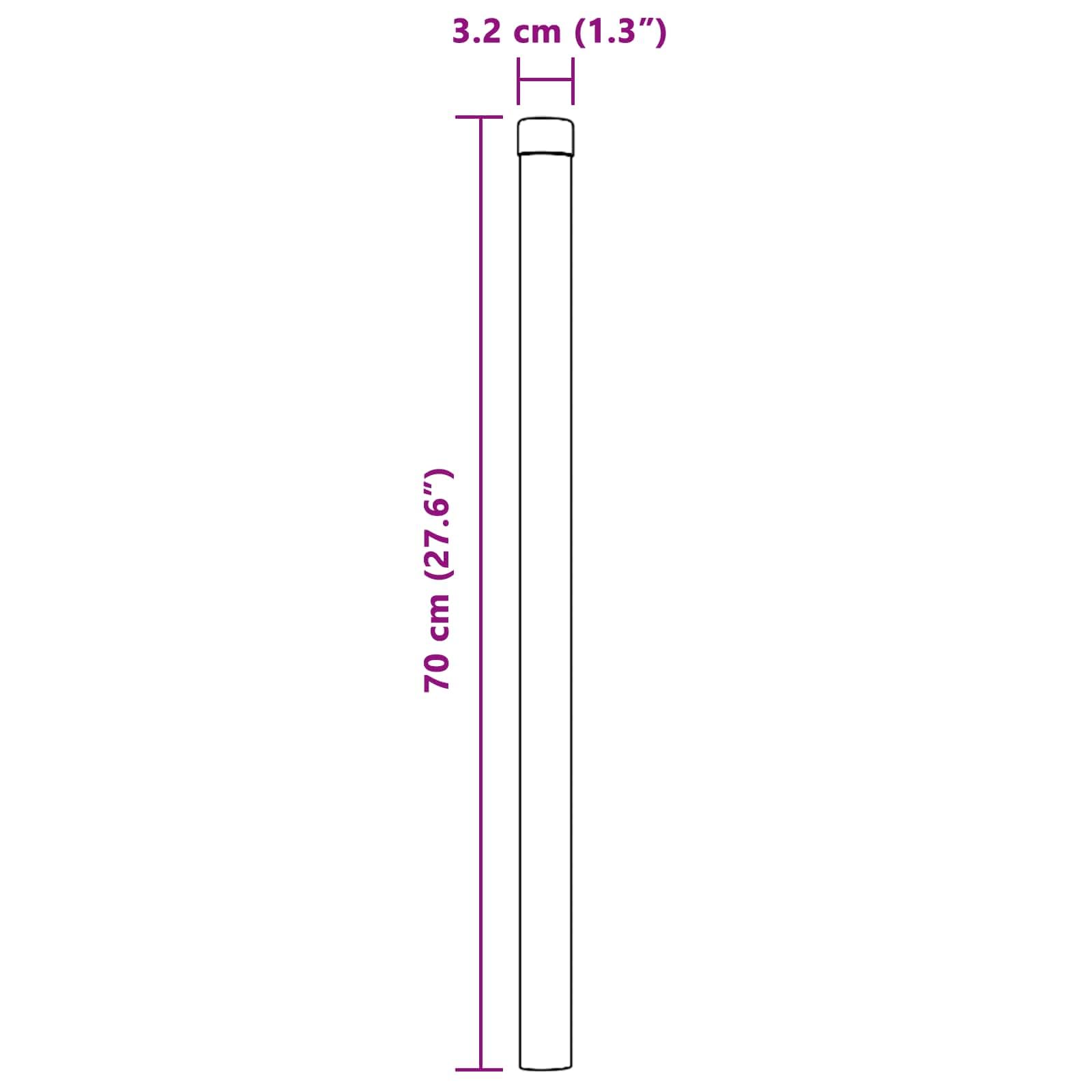 Lot de 12 poteaux de clôture en acier revêtu par pulvérisation de 70 cm de haut, durables, résistants aux intempéries, montage facile pour jardin et terrasse