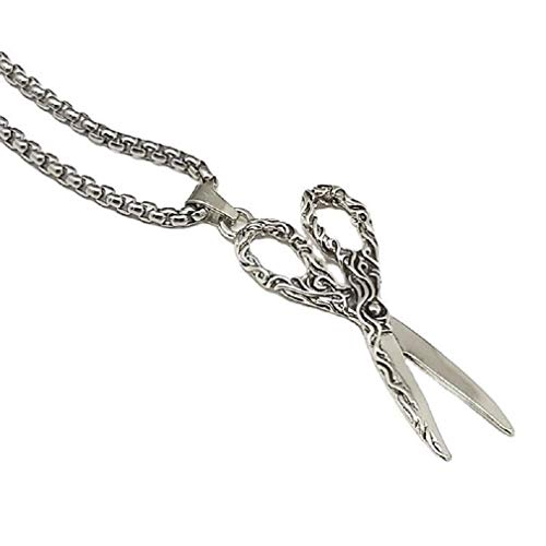 Collier à breloques punk rock ciseaux avec sa chaîne homme de 70 cm