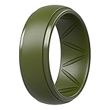 ThunderFit Anillos de silicona para hombres – Airgrooves respirables borde de 10 mm de ancho – 2,5 mm de grosor (verde oliva – tamaño 9,5 – 10 (19,8 mm)