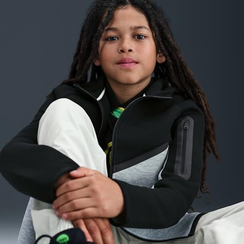Nike Sportswear Tech Fleece Big Kids' Full-Zip Hoodie (Extended Size) (Dark Grey Heather/Black/Black/Black)3