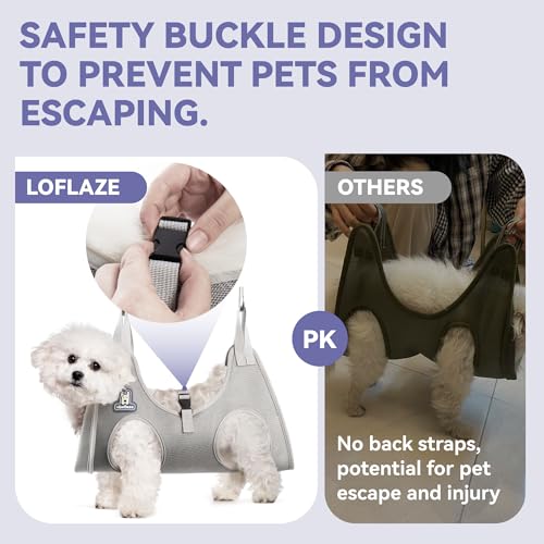 Loflaze Dog Grooming Hammock Harness for Dogs & Cats with Pet Nail Clipper Trimmer - Cat Hanger Sling for Trimming Clipping Nails- Dog Hammock Restraint Bag for Small Medium Large pet （ Purple XS） by Loflaze - Image 3