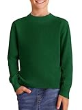 Haloumoning Boys Sweaters Kids Crewneck Long Sleeve Knit Pullover Sweater 5-14 Years Dark Green