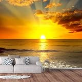VGHUYEVOGERE Modern Wall Murals 3D Majestic Bright Sunrise Ocean Peel and Stick Wallpaper Removable Self-Adhesive PVC Wall Stickers for Living Room Bedroom Wall Decor