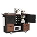 TERRUPEX 54 Inch Farmhouse Kitchen Island with Drop Leaf & Power Outlet, All-in-One Rolling Kitchen Cart with 2 Drawers, 2 Doors, Spice Rack and 4 Large Wheels (Black)