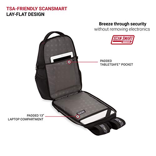 SwissGear 1900 Scansmart Mini/Slim Version, Fits Most 13 Inch Laptops and Tablets, TSA Friendly Backpack, Black by SwissGear - Image 6
