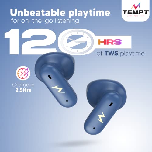 Image of TEMPT Juggler Bluetooth Speaker with in-Built TWS Earbuds, 52mm Wireless Speaker Bass Drivers, 13mm Ear Buds Drivers, Type C Charging Jack, Lightweight & Portable Mini Soundbox, BT V5.3 (Army Blue)