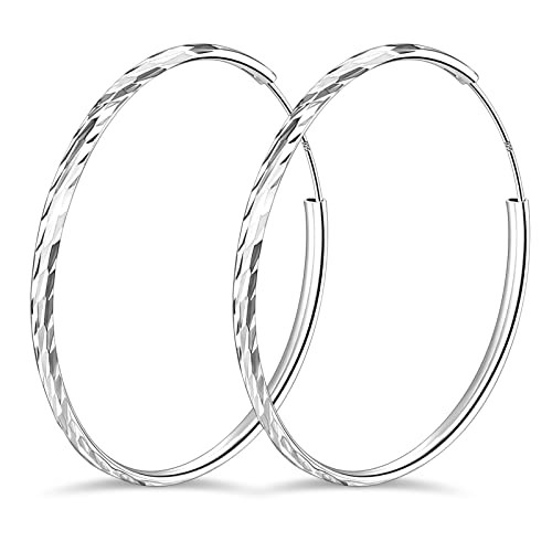 Geschenke für Frauen Weihnachten Damen Ohrringe Creolen Silber 925 Ohrringe Silber Groß Creolen Kreolen Silber Creolen Schmuck Ohrringe Groß mit Geschenkbox Geschenke für Mütter Freundin, 60mm Cover