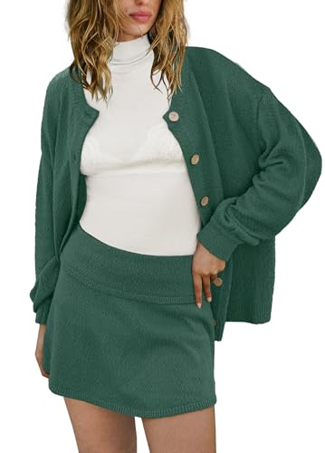 Image of Panadila Womens Sweater Skirt Set 2 Piece Outfits Sweater Skort Set Lounge Cardigan and Knit Skirt Matching Outfits
