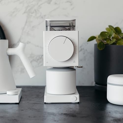 Image of Fellow Gen 2 Ode Burr Coffee Grinder Electric with 31 Settings for Drip, French Press & Cold Brew - Small Footprint Electric Grinder - Matte White