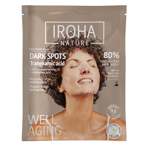 IROHA NATURE - Mascarilla Facial Iluminadora | Con Ácido Tranexámico, Niacinamida y Vitamina C | Ayuda a Unificar el Tono y Potenciar la Luminosidad