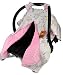 Dear Baby Gear Baby Car Seat Canopy, Unicorn Rainbows Glitter on Pink, Pink Minky