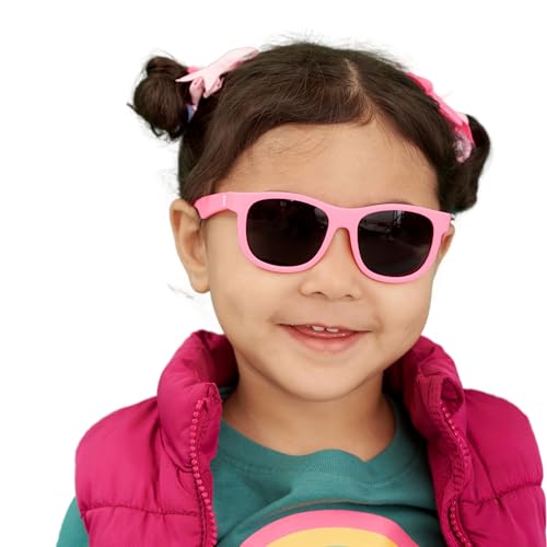 Image of Babiators Kids Sunglasses With UV400 Lens for 6+ Years Kids, 100% UVA + UVB Sun Protection | Non-Breakable Flexible Rubber Frame, Shatter and Impact Resistant, BPA Free | The Navigators - Pink