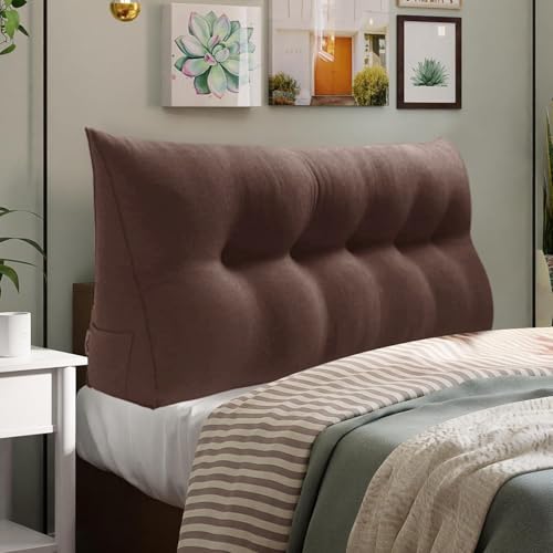 WOWMAX Bed Wedge Headboard Pillow Queen Reading Pillow Sitting in Bed Brown