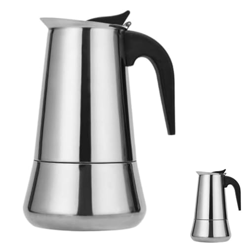 VoyageView ステンレス製で直火式 IH 対応のエスプレッソメーカー 家庭用、オフィス用、キャンプ用に使えるコーヒーメーカー エスプレッソやモカポットを作り出す (大きなお腹のタイプ,100ml)