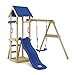 WICKEY Spielturm Klettergerüst TinyWave mit Schaukel & Blauer Rutsche, Outdoor Kinder Kletterturm mit Sandkasten, Leiter & Spiel-Zubehör für den Garten