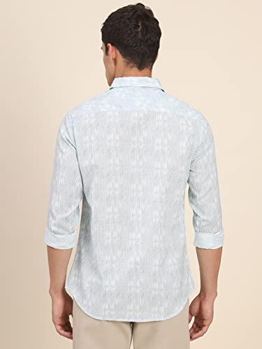 Image of Dennis Lingo Men's Scribble Print Pure Cotton Slim Fit Full Sleeve Spread Collar Casual Shirt