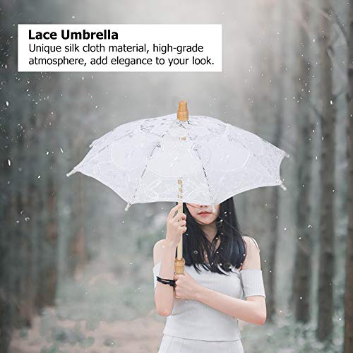 Koronkowy kwiat parasol, ręcznie wykonany haft parasol ślubny panna młoda fotografia parasol dziecięcy parasol (S-biały)