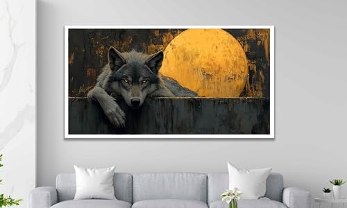 Loup et lune affiche art abstrait pour habiller un mur vide - 3