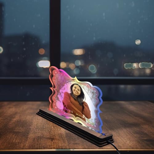 Image of Brown Cloud Personalized Name Photo LED Night Lamp Customized Gift for Men Women Husband Wife Girlfriend Boyfriend Birthday Marriage Anniversary Festivals Decoration(LED RBW NL AO 001)(D12)