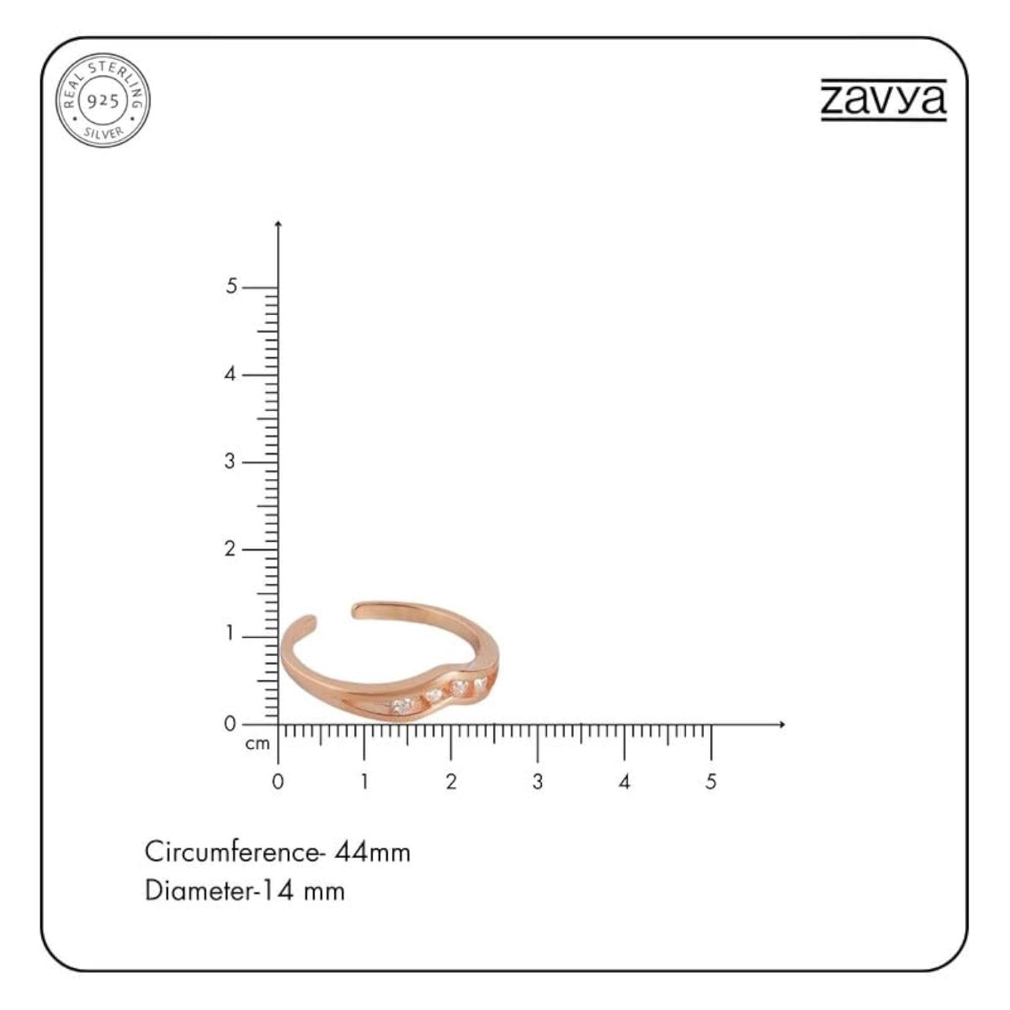 Women's 925 Sterling Silver V Crown Cubic Zirconia Adjustable Toe Ring