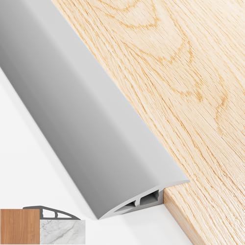 Starvortex Übergangsprofil Selbstklebend, 100x5cm PVC Übergangsprofil Höhenausgleich, Türschwellen Leiste für 5mm bis 10mm, Wasserdichte Übergangsleiste, Übergangsleiste Höhenausgleich (Grau)