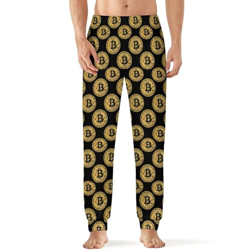 Bitcoin Pattern Men's Pajama Pant Soft Patterned Straight-Fit Jogger Sleep Pants Casual Lounge Sleepwear PJs