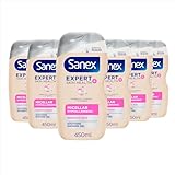 Sanex Expert Skin Health+ Micellar Hypoallergenic Shower Gel 450ml X 6- For Sensitive Skin - Body Wash For Men & Women - Helps Protect Skin From Pollution - Gentle Antioxidant Formula - with Vitamin E