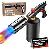 Annatuoli Propane Torch, Cooking Blow Torch Gun with a Safety Lock, Charcoal Lighter, Flame Thrower, Kitchen Food Torch Head for Grill, Sous Vide, BBQ (Tank Not Included) (Platinum)