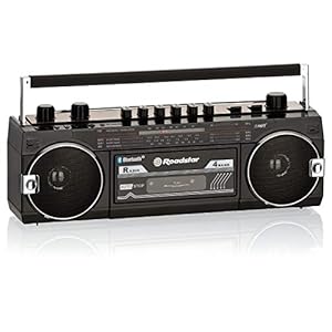 Roadstar RCR-3025EBT/BK Boombox mit Kassette (Kassetten-Rekorder, FM-Radio, Bluetooth, USB, SD, USB/SD Encoding…