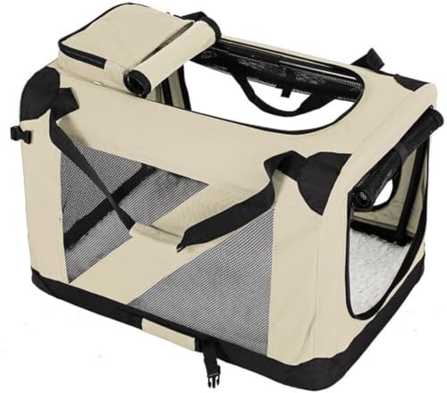 JuneSun 車用ペットケージ 小型犬用 犬・猫用ハンドル付きペットキャリーバッグ 折りたたみ簡単 室内休憩、屋外、病院、キャンプに最適 (赤,72x52x52)
