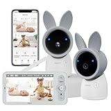 ARENTI Baby Monitor 2 Cameras, 3MP Baby Camera 2Pack with 5-inch LCD Screen, App Control, 2-Way Audio, Infrared Night Vision, Night Light, Temperature & Humidity Sensor, Cry & Motion Detection