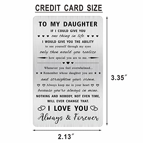 Alotozo Engraved Stainless Steel Daughter Card - Funny & Heartfelt Gifts for Daughter, Graduation, Christmas - Durable Wallet Card with Loving Message from Mom/Dad2
